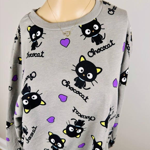 Chococat Hello Kitty & Friends Sanrio Sweatshirt Women's Medium Gray Bioworld - Picture 2 of 15